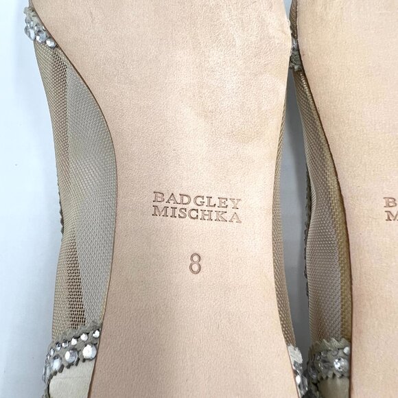 Badgley Mischka Bhldn Womens Size 8 Gigi Pointed Toe Jeweled Ivory‎ Ballet Flats - Picture 13 of 13